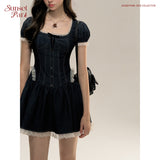 아카데미 시크 데님 스퀘어넥 드레스