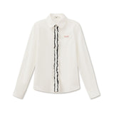 레트로 러플 콘트라스트 대학 셔츠