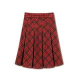 Retro Red Plaid Wool Pleated Skirt