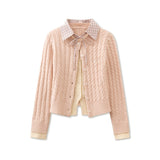 가짜 투피스 소프트 칼라 스웨터 - 회색/밀크