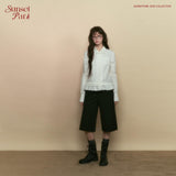 로맨틱 밑단 레이스 스몰 셔츠 여성용 루즈 디자인 셔츠 화이트/라이트 핑크