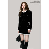 블랙 벨벳 프렌치 투피스 스커트 세트