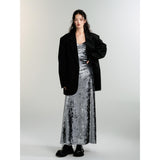 벨벳 백리스 스윙 드레스