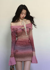 원숄더 타이다이 섹시 드레스