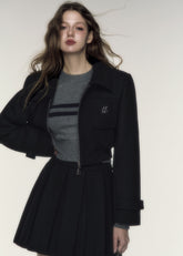 대학용 울 플리츠 스커트 세트