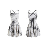 잉크 스머지 프렌치 슬립 드레스