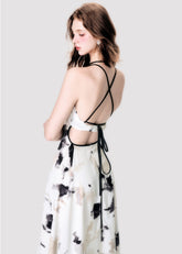 Ink Print Halter Backless Dress