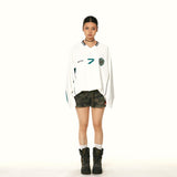 V넥 저지 긴팔 티셔츠 탑