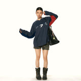 V넥 저지 긴팔 티셔츠 탑