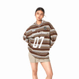 레트로 스트라이프 롱 티셔츠