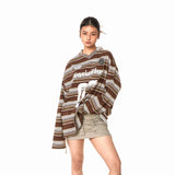 레트로 스트라이프 롱 티셔츠