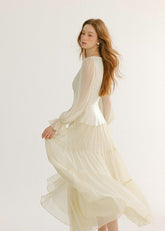 화이트 가을 롱 드레스