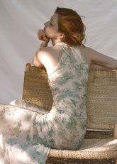 플로럴 홀터 홀리데이 드레스