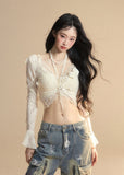 레이스 홀터 티셔츠