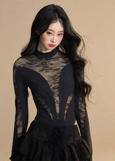 Hollow Mesh Long Sleeve Tee