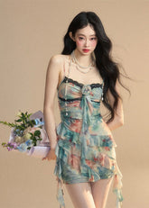플로럴 홀터 드레스