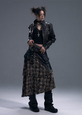 Punk Plaid Irregular A-line Skirt