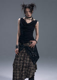 펑크 플레드 불규칙 A라인 스커트