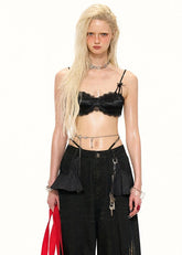 블랙 스파게티 스트랩 브라