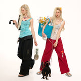 핫걸 레터 웨이스트 티셔츠