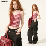 로즈 가죽 캐미솔 탑