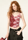 로즈 가죽 캐미솔 탑