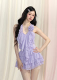 Purple Halter Two-Piece Set