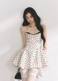 Lace Polka Dot Slim and Puffy Short Dress
