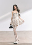 Lace Polka Dot Slim and Puffy Short Dress