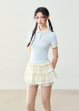 College Style Spliced Fake Two-Piece Tee