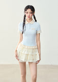 College Style Spliced Fake Two-Piece Tee