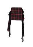 다크 록 플레이드 미니 리본 스커트