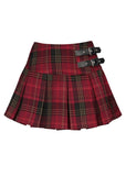 버클 스트랩 타탄 미니 스커트