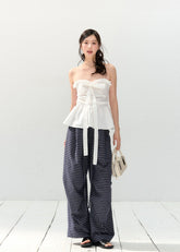 Checkered Drape Straight Pants