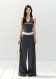 Elegant Stripe Halter Suit Set