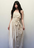Light apricot tube top dress