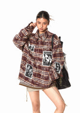 빈티지 플레드 패치워크 재킷