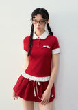College Style Spliced Fake Two-Piece Tee