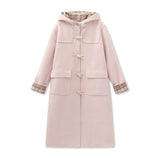 플레드 패치워크 혼 버튼 코트