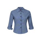 라운드넥 긴팔 슬림 스웨터 블루 플레드 셔츠