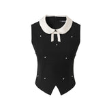 인형 칼라 민소매 탑 롱 스커트 투피스 슈트