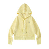 프레시걸 라이트 블루 투컬러 인조 밍크 니트 후드 가디건