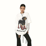 닥스훈트 프린트 코튼 티셔츠