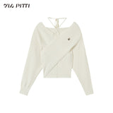 오프숄더 디자인 쇄골 니트 스웨터 울 탑