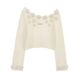 장미꽃 숄더 드롭 스웨터