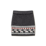 빈티지 다크 그레이 니트 스커트 세트