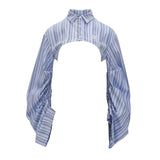 짧은 랜턴 슬리브 스트라이프 셔츠 탑 드레스 여성 투피스 세트