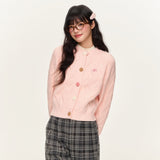 오리지널 스위트 케이블 자수 컬러풀 버튼 숏 스웨터 카디건 셋업