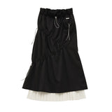 Pleated Panel Long Slim Mid length Skirt