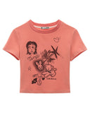 Graffiti Printed Round Neck Short Sleeve